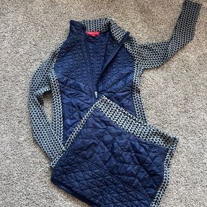 Krimson Klover Navy and Gray Quilted jacket and matching skirt